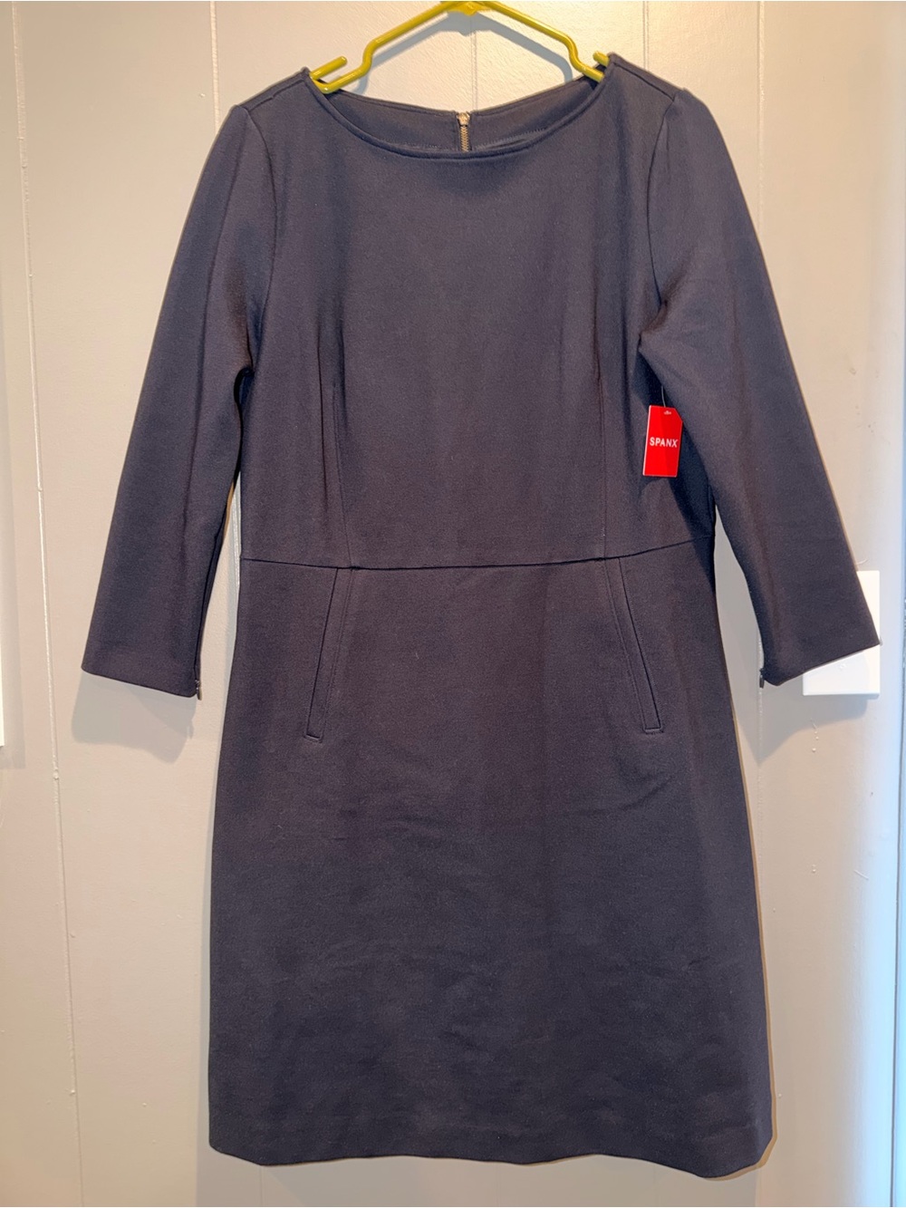 NWT SPANX The Perfect A-Line Dress Navy Blue 3/4 Sleeve Size L